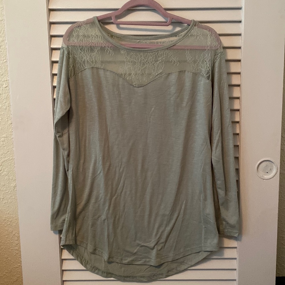 Amaryllis Sage Green lace top shirt